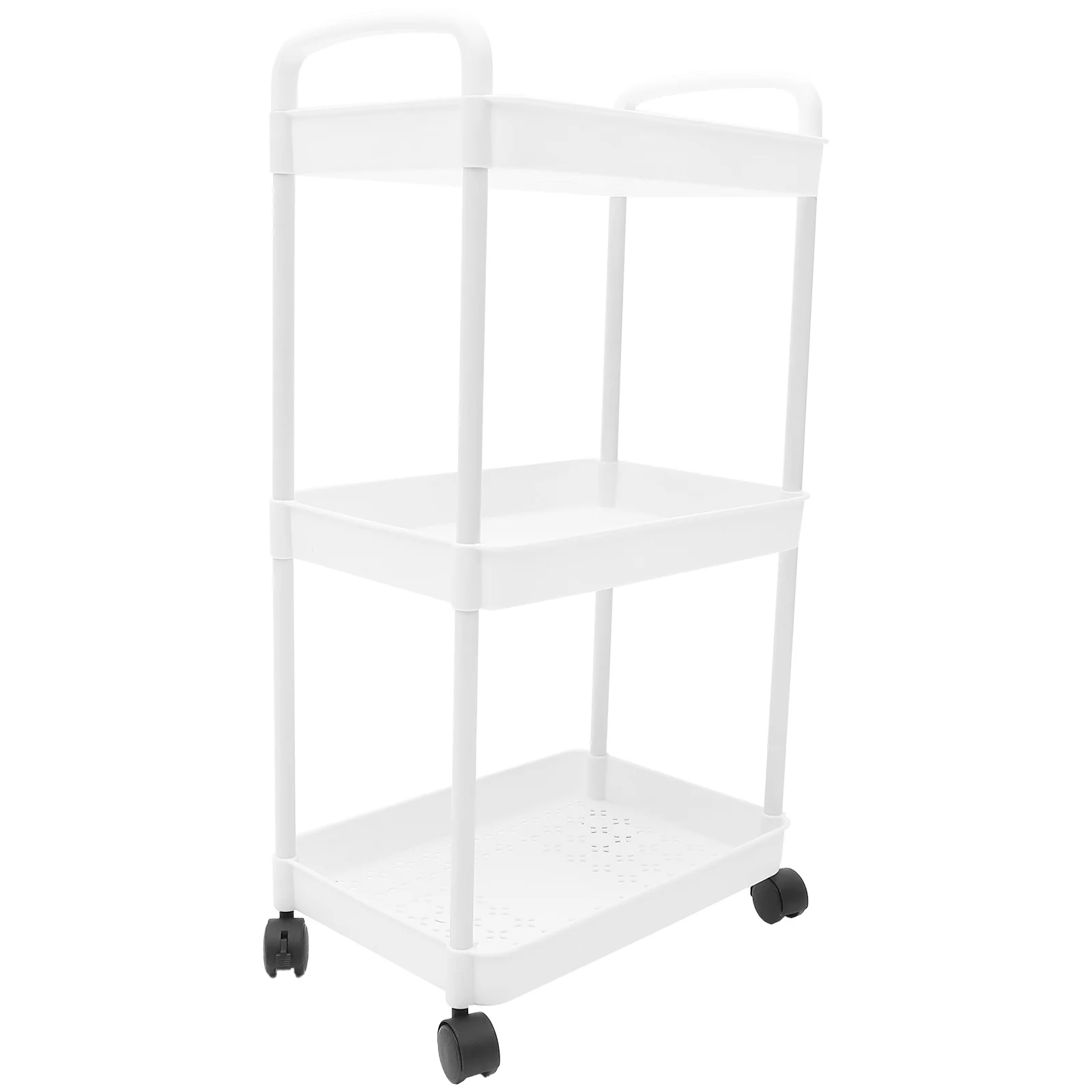 

Shopping Cart Rolling Storage Multi-layer Trolley Stand Stainless Steel Book with Wheels Holder for Home