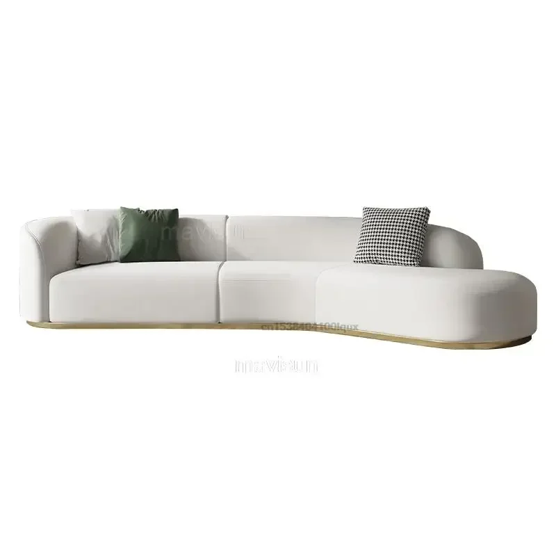 

Современные роскошные скандинавские фланелевые угловые диваны в форме дуги, мебель для гостиной, домашняя постмодернизированная мебель, шезлонг, золотая металлическая рамка