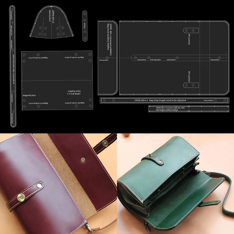 YOMDID 8pcs Cylinder Bag Handmade Acrylic Template DIY Crossbody Bag Mold Leather Stencils Handcraft Leather Supply Accessories