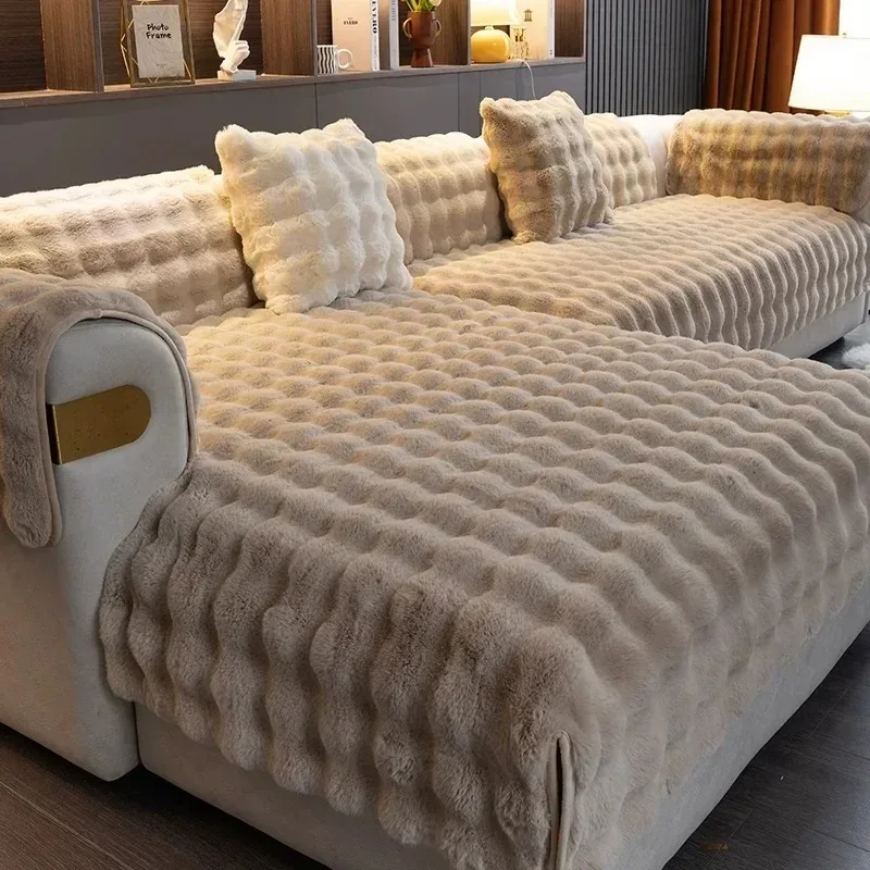 Winter Couch Seat Covers for Sofas Funda Sofa Lugares Fundas Sofas Plazas Plush l shape sofa cover home chair mat blue towel
