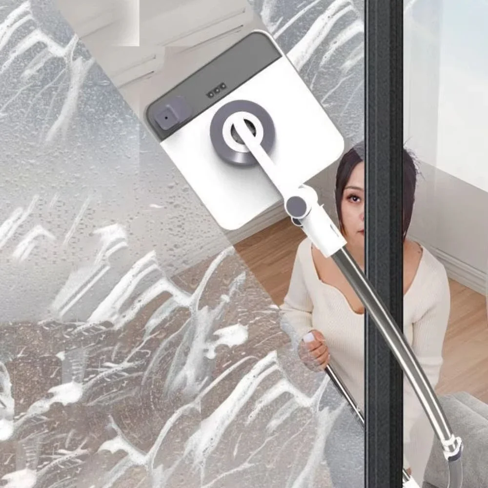 Stainless Steel And Pp Windows Cleaning Tool Stretchable Arc Rod High-Rise Window Cleaner Gray Flexible Glass Arm Cleaner