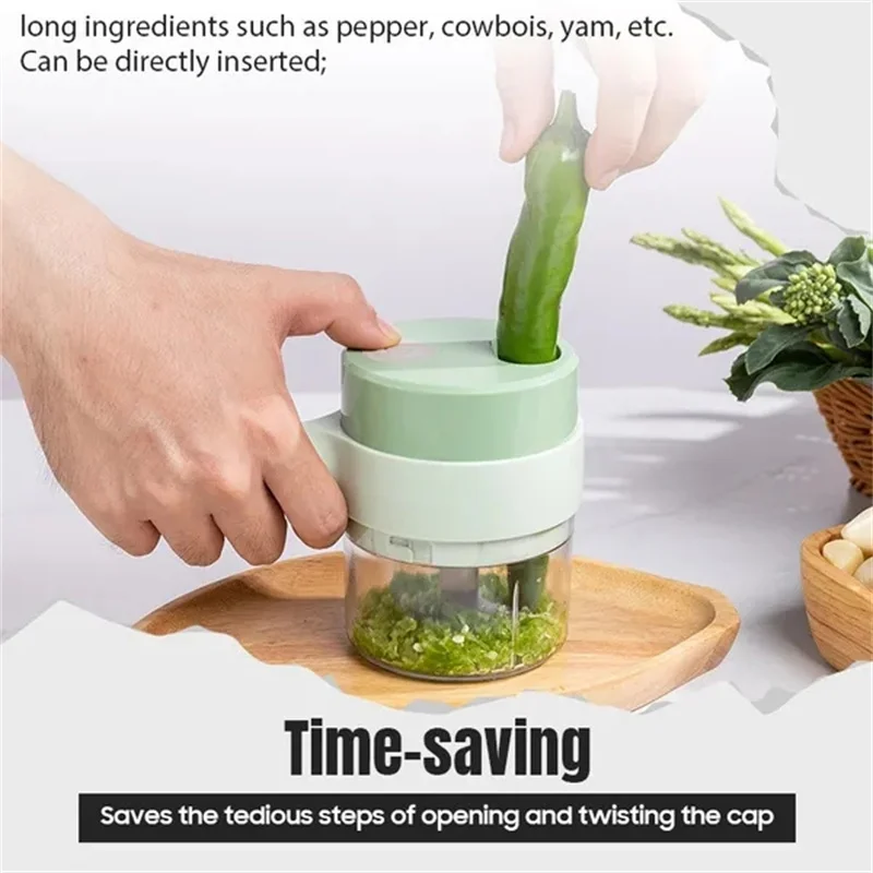 Pyltt 4 in 1 Handheld Electric Vegetable Chopper Multifunctional Garlic  Chopper Rechargeable Mini Food Processor for Ginger Chili Onion