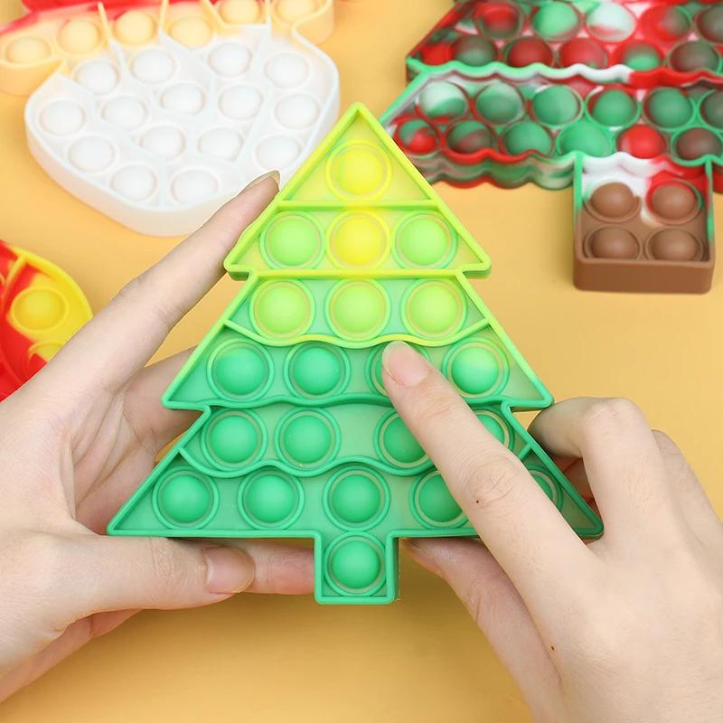 Santa Claus Xmas Tree Pop Fidget Toy Kids New Year Party Gift Favors Christmas Decoration Bubble Sensory Reliver Stress Toys