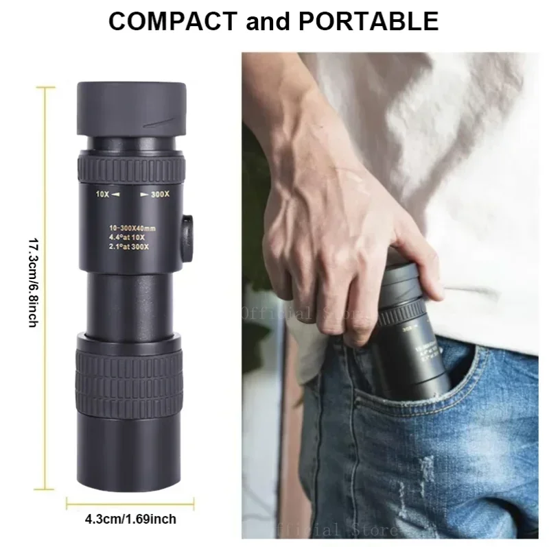 10-300x40 Telescope Zoom Portable Powerful Binoculars, With Tripod And Mobile Phone Bracket, Camping Travel Remote Monocular 5