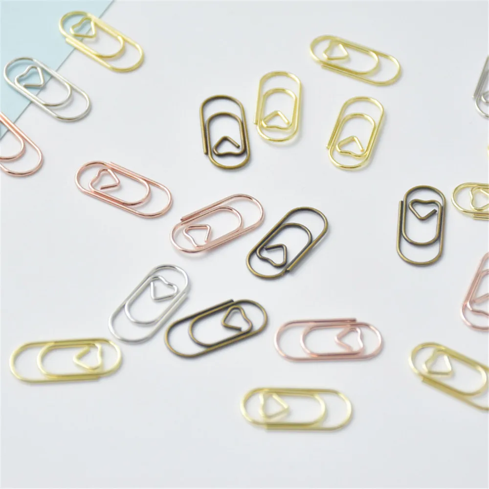 

150pcs Paper Clip Student Stationery Test Memo Ticket Clip School Supplies File Classification Photo Folder Storage Heart Shape