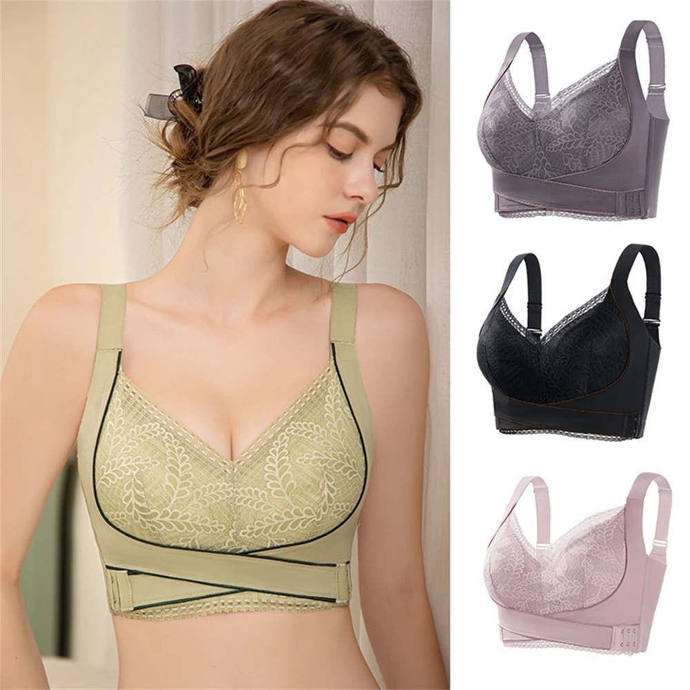 

French Ultra-Thin Underwear Sexy Lace Hollow Women's Push Up Bra Front Buckle Lifting Bra Non-Marking Adjusted Shapewear Bra