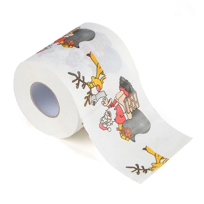 1/2PCS Christmas Print Napkins Home Tool Santa Claus Bath Toilet Roll Paper Christmas Supplies Xmas Decor Tissue Cute High