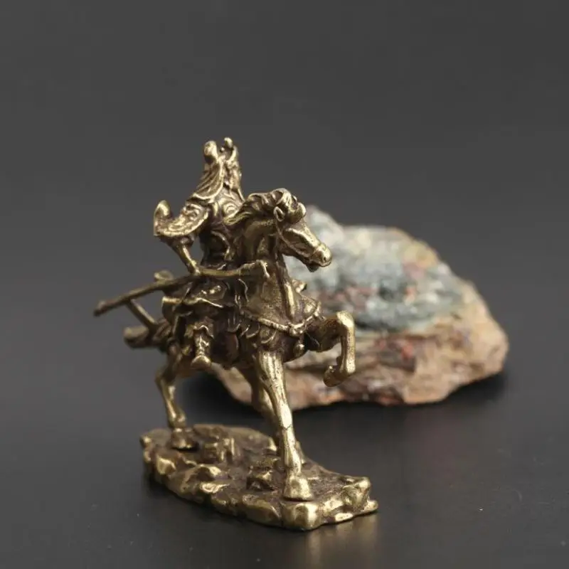 Brass Chinese God Of Wealth Riding Horse Guan Gong Statue Home Decoration Accessories Copper Office Desk Decor Ornaments