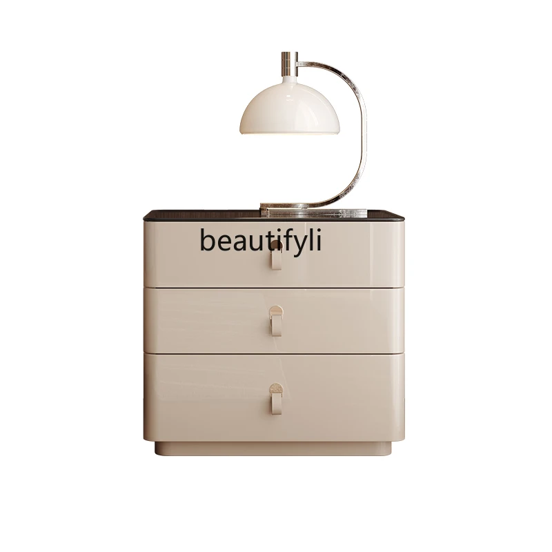 

Italian Light Luxury Minimalist Square Bedroom Bedside Lamp Cabinet Modern High-End Side Cabinet