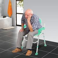 Folding Shower Chair Adjustable Height Bath Safety Toilet Seat Non-Slip Feet for Patient Transfer Disabled Seniors Aid 330lbs 1