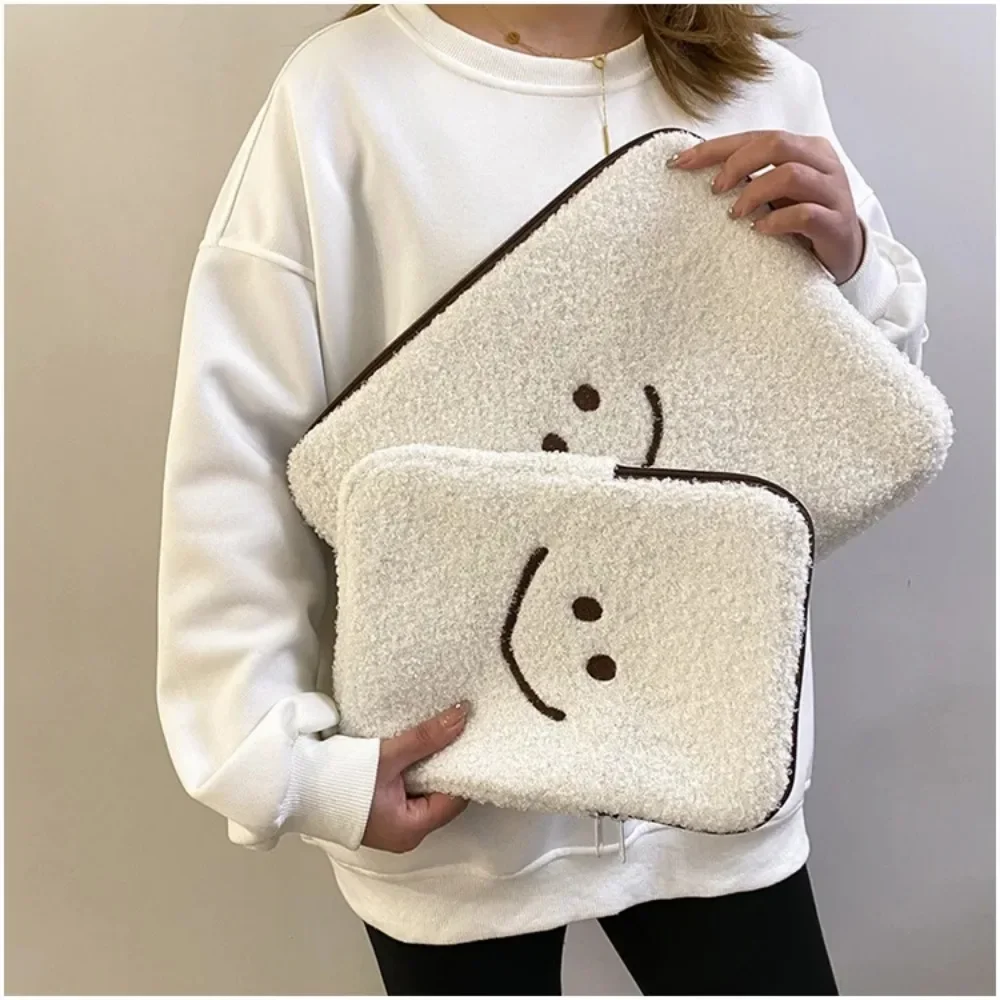 Instagram Autumn/Winter Plush Smiling Face IPad Inner Bag Tablet Protective Case Laptop Case Laptop Sleeve