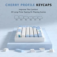 KBDiy Cherry Profile Keycaps for Mechanical Keyboard Game 143 Key PBT Ocean Whale Keycap for MX Switch Custom Dye Sub Blue White - Image 3
