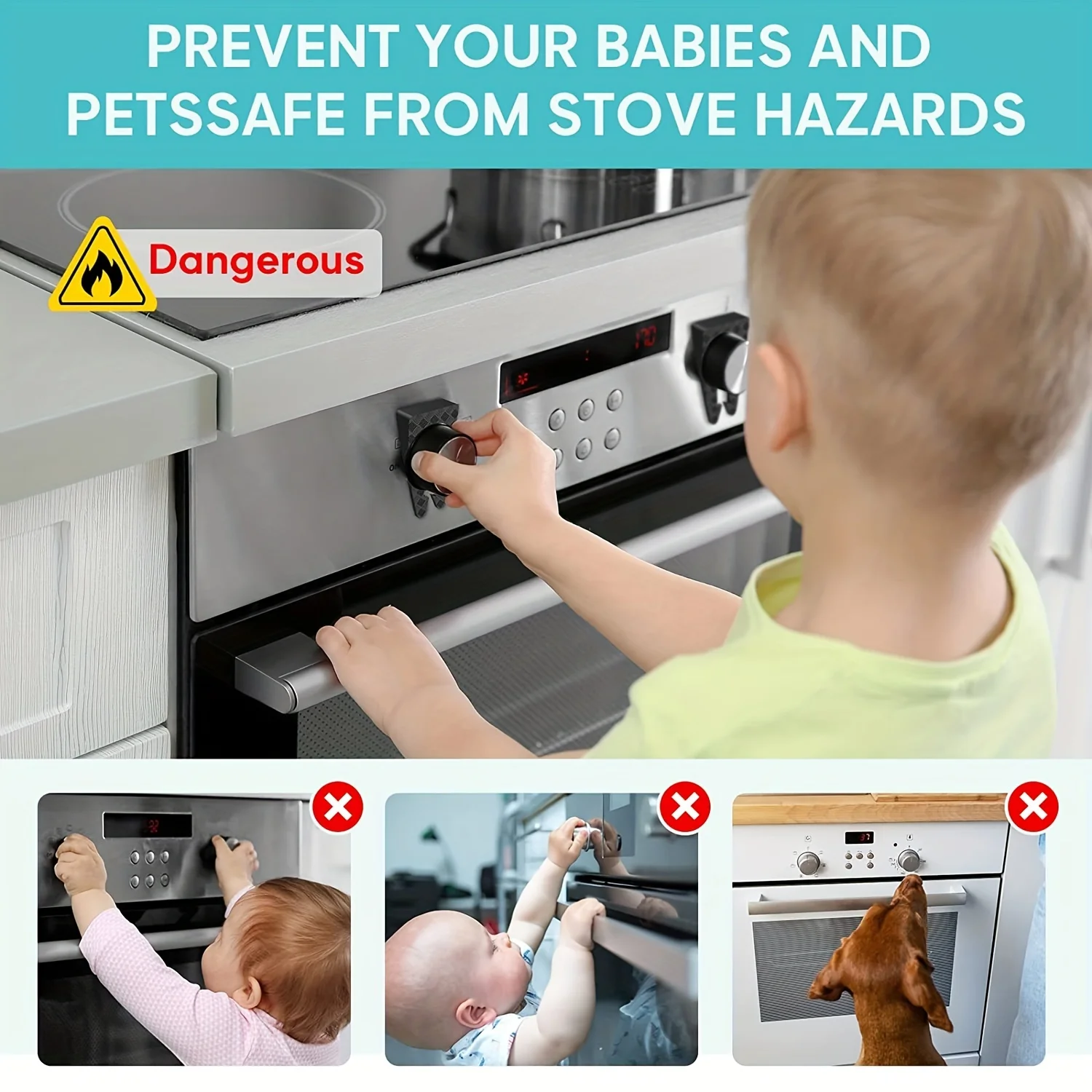 Pokrowce na kuchenkę gazową zabezpieczające przed dziećmi-zabezpieczone przed dziećmi zamki do kuchenki gazowej, łatwe w użyciu i odporne na ciepło, 1/4/8 szt.