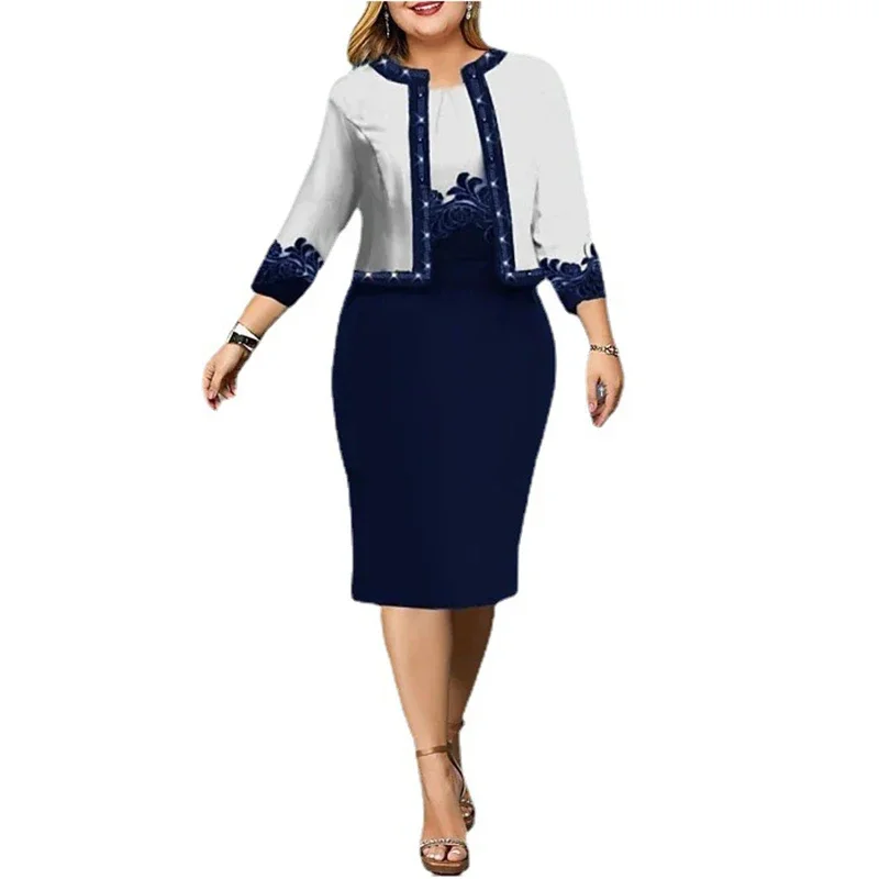 Spring Summer New Solid Women Dress Suits Fashion Floral Printed Cardigan Tops and Tank Dress Casual Elegant Two Piece Sets 2