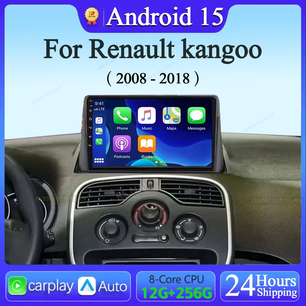 Android 15 Carplay Auto For Renault kangoo 2008 2009 2010 2011