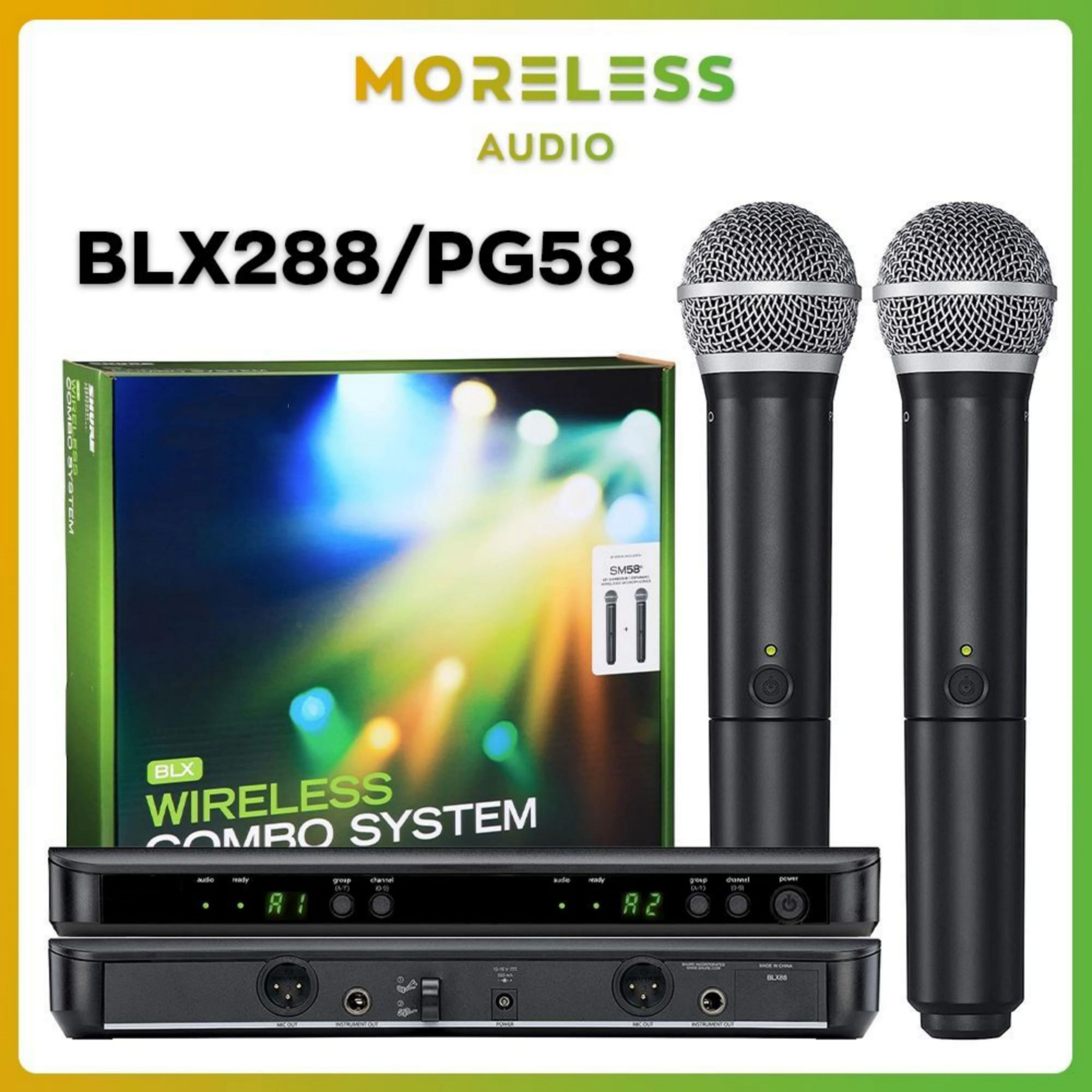 

BLX288/PG58 UHF Wireless Microphone System,2 Handheld Vocal Mics,Perfect for Church, Karaoke, Vocals microphone BETA58A/SM 58