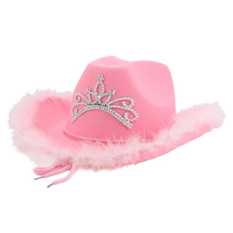 Cowboy Hats Cowboy Hat Pink Feather Performance Hat Cowboy Cosplay Party Props