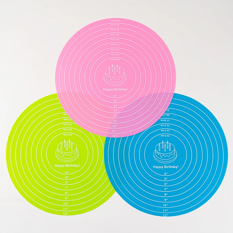 

Happy Birthday Party Cake Turntable Anti-skid Pad Decoration Silicone Pad Round Table Tray Dessert Baking Kitchen Tools Supplies