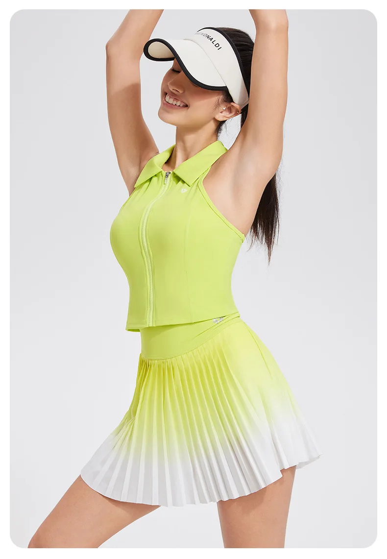 Women Tennis Suit Set, Polo Collar, Front Zipper, Badminton Sports Short Skirt 14 S8487500ce57e42849ad038e614dc833ek