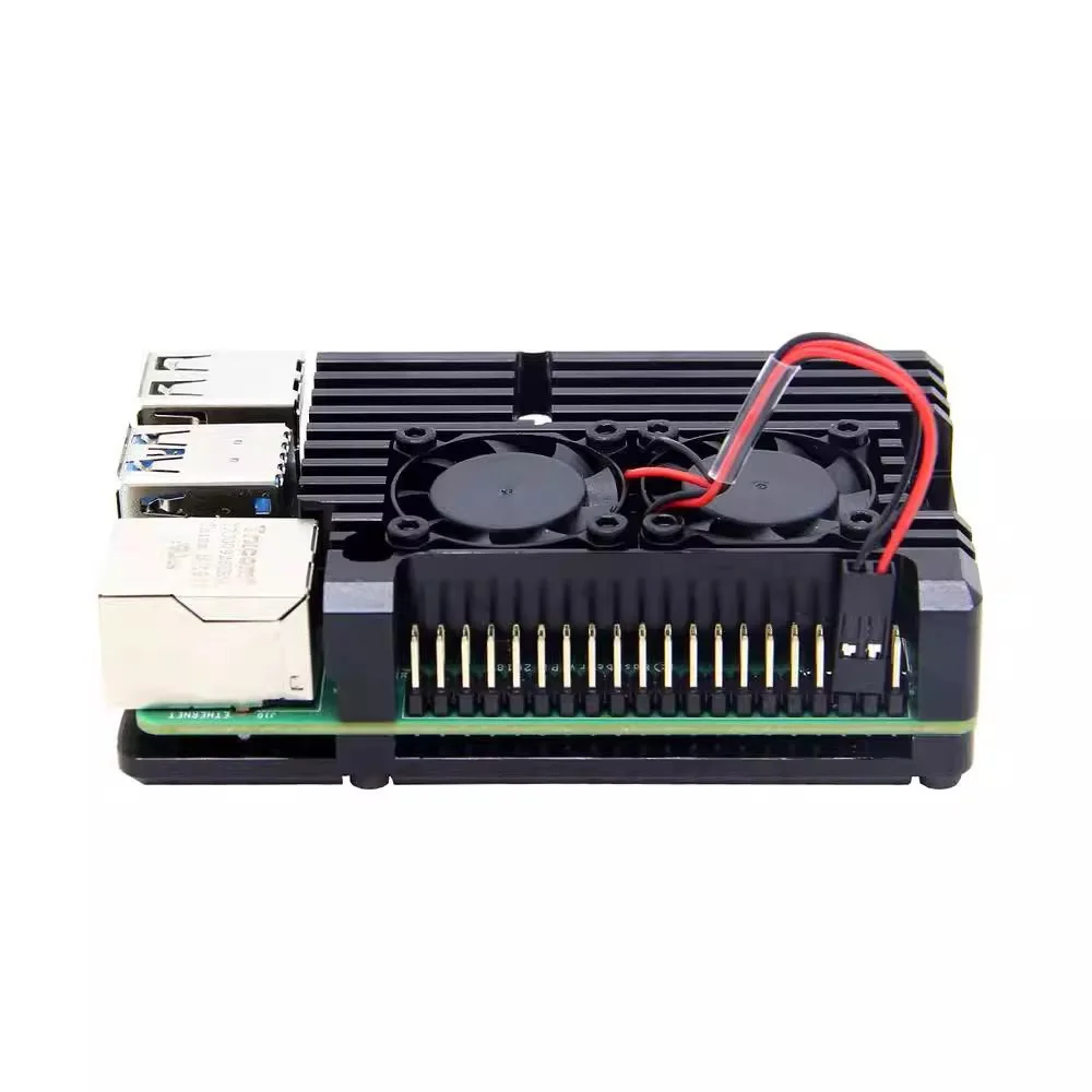 Enhanced Black Aluminum Cooling Enclosure with Dual Fans