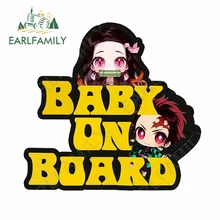 

EARLFAMILY 13cm x 12.2cm for Baby On Board Demon Slayer Car Stickers Caravan Vinyl Car Wrap Decal Waterproof Sunscreen Decals
