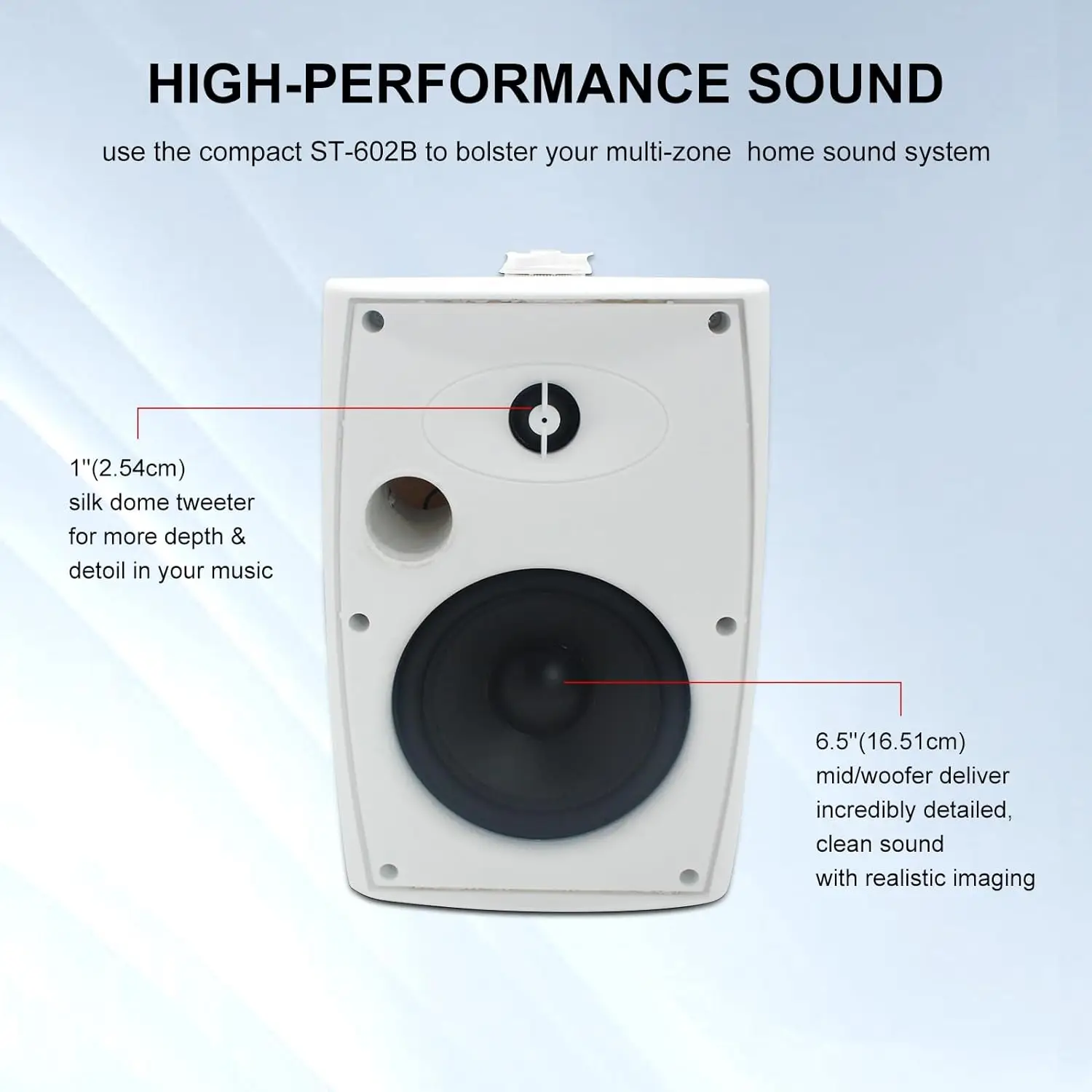 Herdio 6.5 Inch 400W Outdoor Passive Speakers Wall Mount Speakers Wired Waterproof With Powerful Bass For Patio Garden Poolside 3