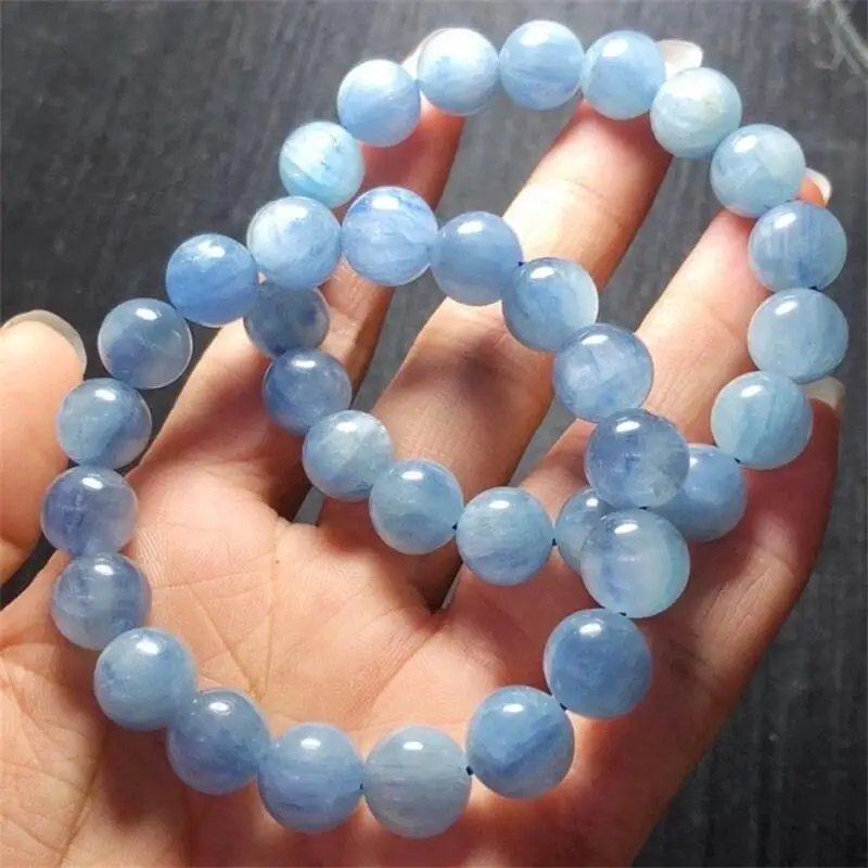 

Natural Kyanite Bracelet Blue Crystal Bracelets Round Bead Stretch Healing Women Gemstone Jewelry Gift 1PCS 11mm