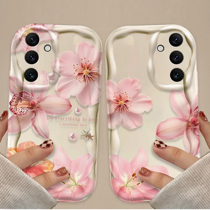 Vintage Pink Lily Flower Wave Phone Case