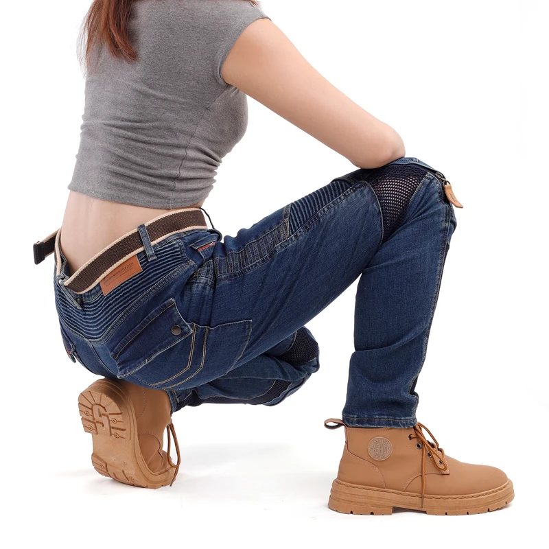 여성용 케블라 모터사이클 청바지 여름용 블루 내마모성 오토바이 바지 방풍 라이딩 팬츠