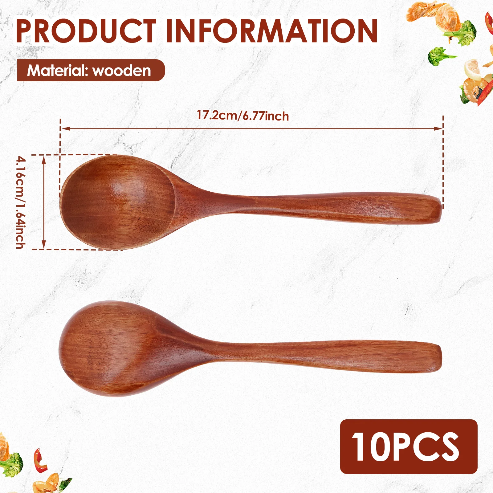10Pcs Wooden Spoons 17cm/6.7 Inch Wooden Honey Spoons Home Eating Spoon Kitchen Utensil for Kitchen Cooking Party