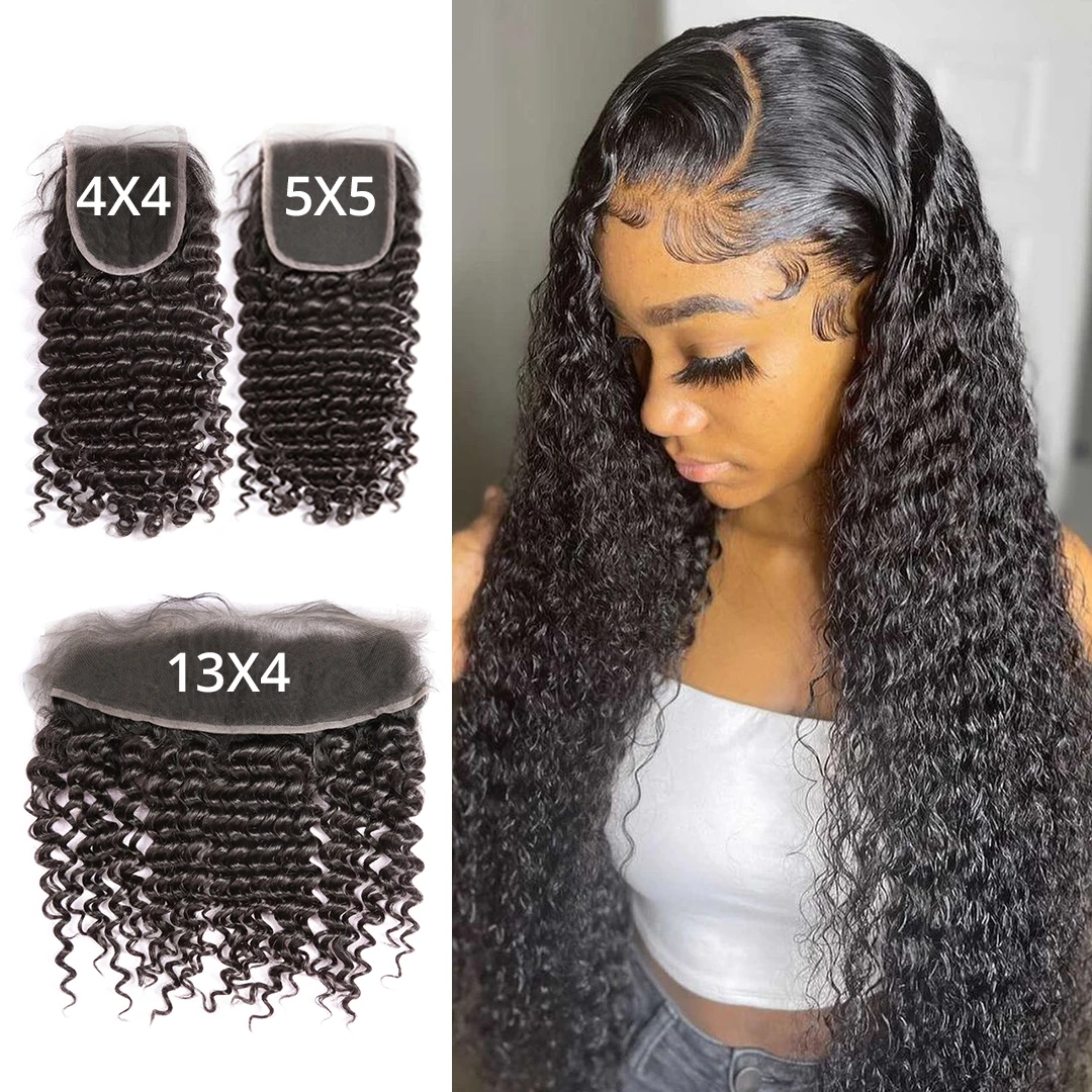 

CEXXY Lace Frontal Only 4x4 5x5 Water Wave Closure Human Hair Brazilian 13x4 13x6 Lace Frontal Closure Deep HD Transparent