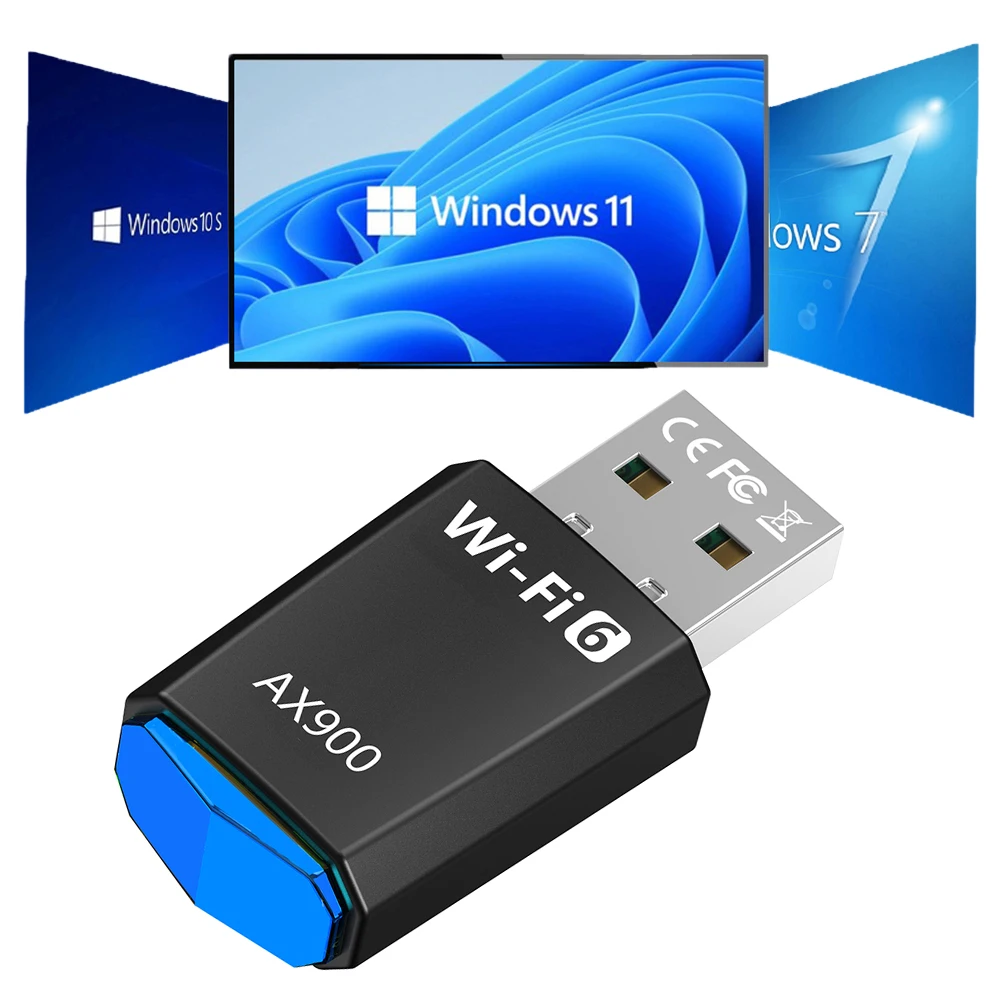AX900 WiFi6 Smart Network Card Dual-Band Driver-Free Wireless Network Card 900Mbps WiFi 6 USB Adapter 2.4G&5GHz for Win 7/10/11