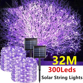 Outdoor LED Solar Fairy String Lights Waterproof Garden Decoration Garland 8Modes Copper Wire Light For Street Patio Christmas 1