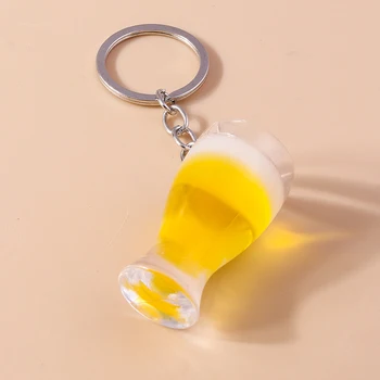 Creativo 3D Cartoon Cup of Beer portachiavi cibo simulato portachiavi pendenti per uomo portachiavi borsa Charms gioielli fai da te regali 1