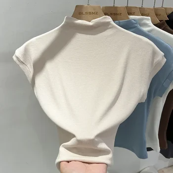 2025 تي شيرتات قصيرة الاكمام المرأة الصلبة بسيطة عادية لينة كل مباراة الأساسية بلايز تيز الصيف موضة نحيل القمم أسود أبيض 2