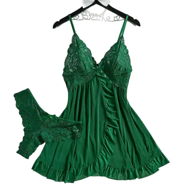 Sous-vêtements d'été pour femmes, grande taille, ensemble de lingerie féminine ultra-fine, robe de nuit, string transparent 1