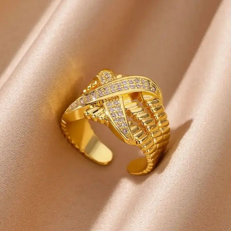 Stainless Steel Gold Color X Rings for Women