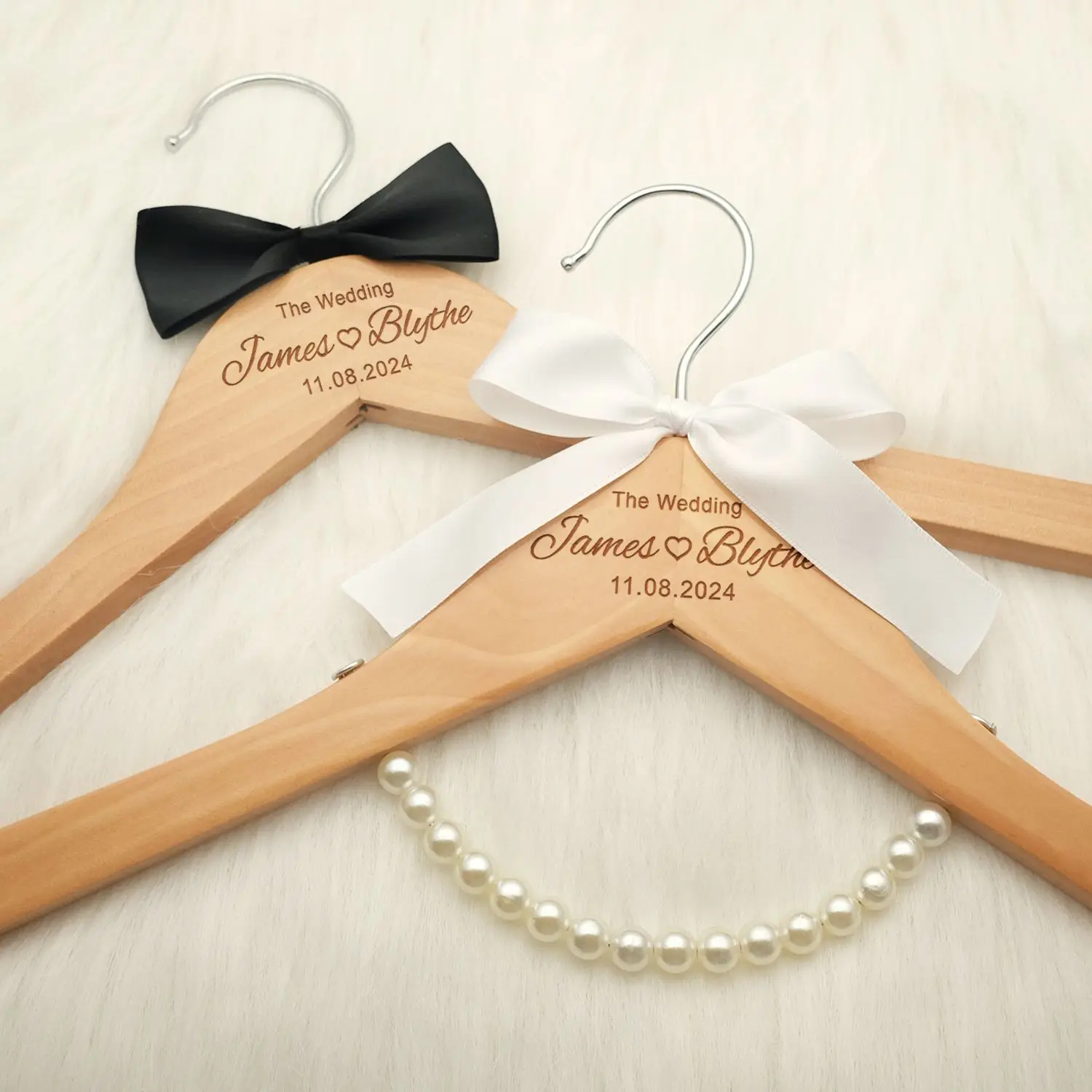 Wedding Hanger Personalized Engraved Names and Date Bridal Shower Gift