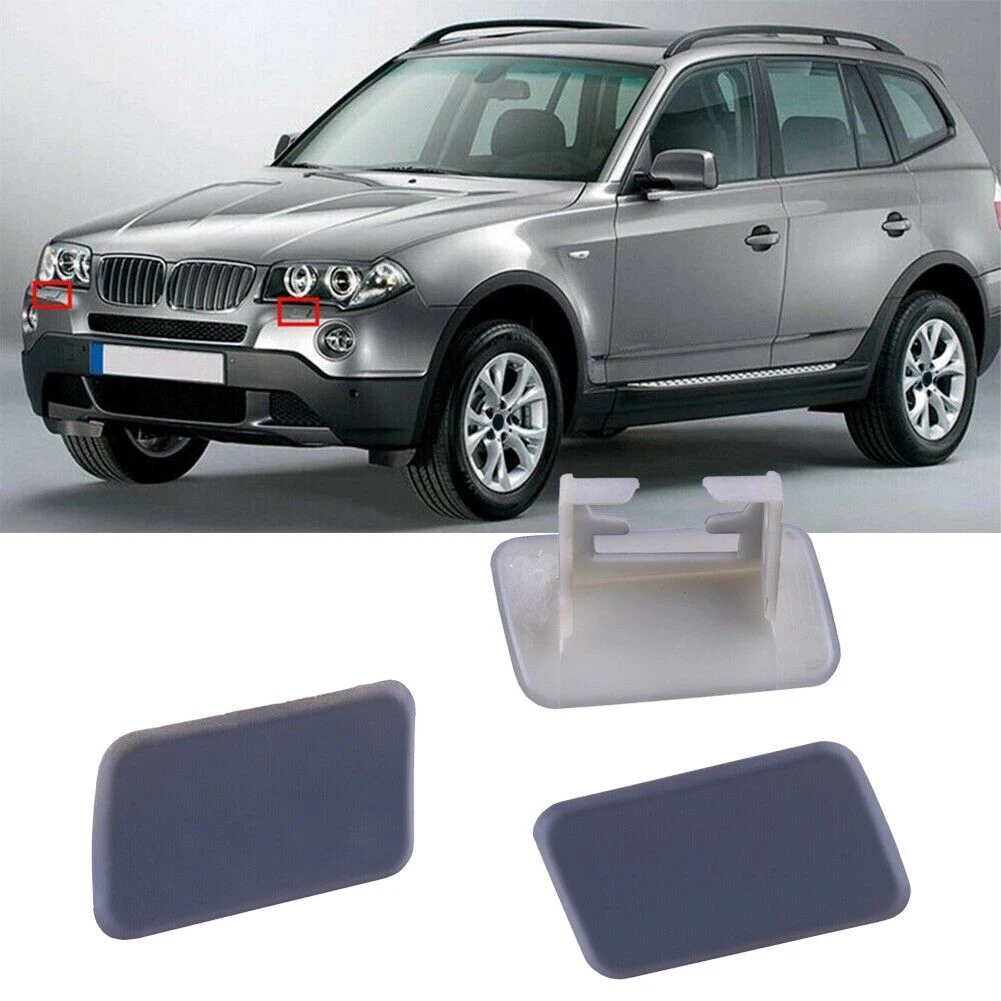 2X Front Bumper Headlight Spray Cover Cleaning Cover For BMW X3 04-2010 61673416175 Aftermarket Replacement Exterior Accessories