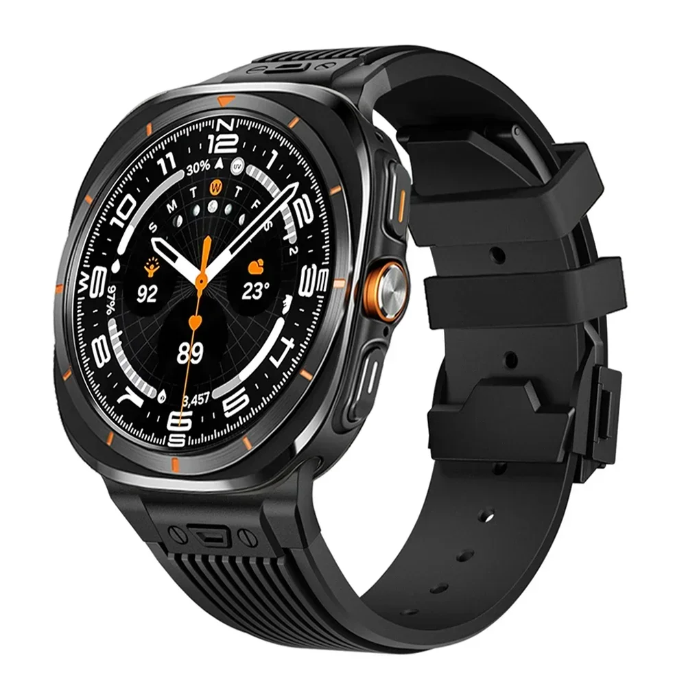Rubber Sport Band for Samsung Galaxy Watch Ultra 7 47mm Stainless Steel Men's Band for Samsung Galaxy Watch 7 Ultra band
