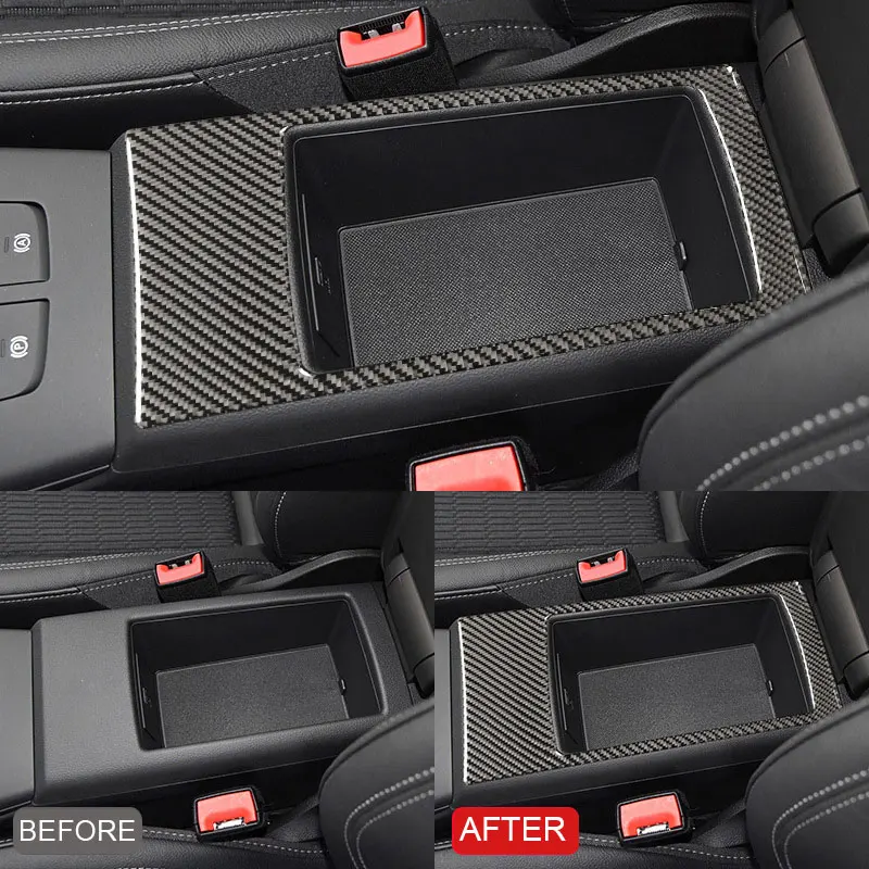 for Audi A3 8V 2014-2019 Carbon Fiber Car Armrest Box Panel Decorative Stickers Car Interior Modification Accessories