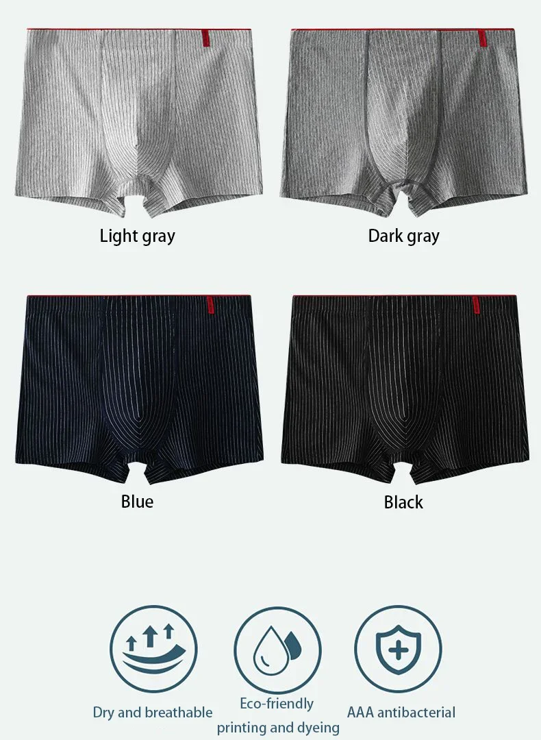 4Pcs Plus Size 6XL Men's Underwear 95% Cotton Boxer Soft Breathable Skin Friendly Individually Packed Fashionable