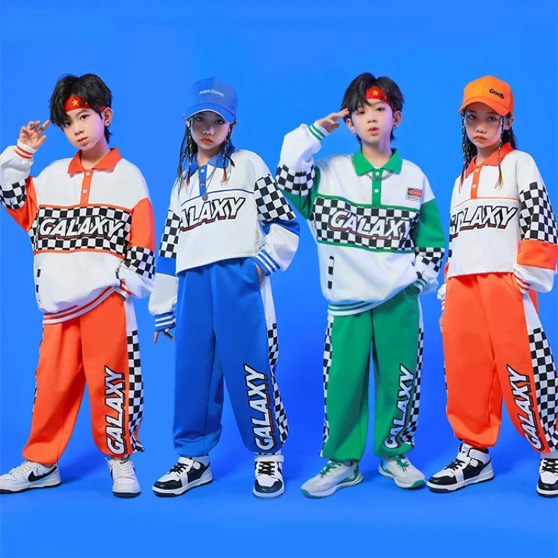 

Hip Hop Girls Polo Shirt Crop Top Solid Skirts Boys Sweatshirt Street Dance Pladi Pants Children Jazz Outfits Kids Clothes Sets