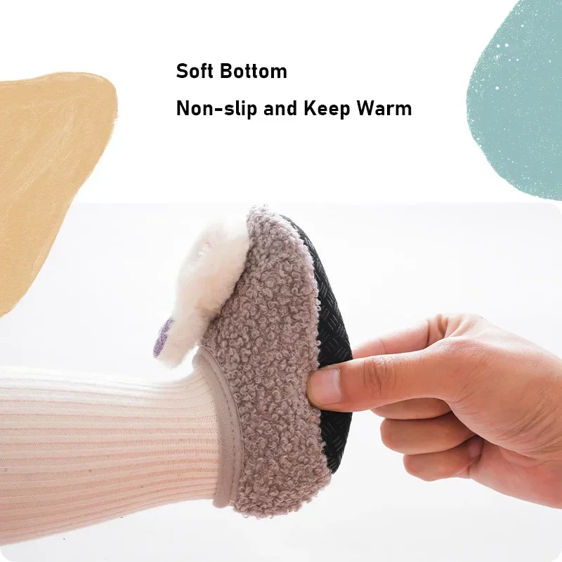 Autumn Winter Baby Slippers Toddler Plush Floor Sock Shoes Children Soft Sole Walking Shoes Indoor Home Anti-slip Kids Shoes 6