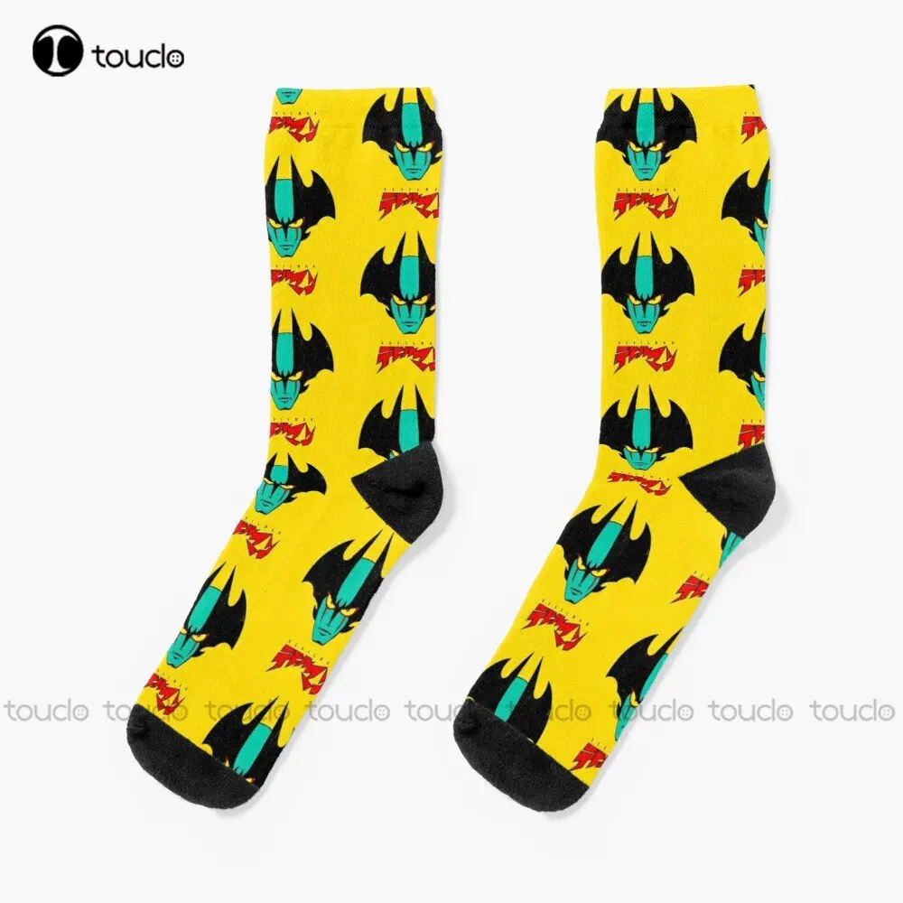 002B Devilman Head New Socks Football Socks Men Personalized Custom Unisex Adult Teen Youth Socks 360° Digital Print Custom Gift