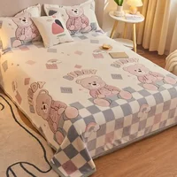 Velvet Bed Sheet Cartoon Bear Thickened Winter Warm Blanket Version Bed Cover Queen King Bedspread Home Decor Coverlid 1