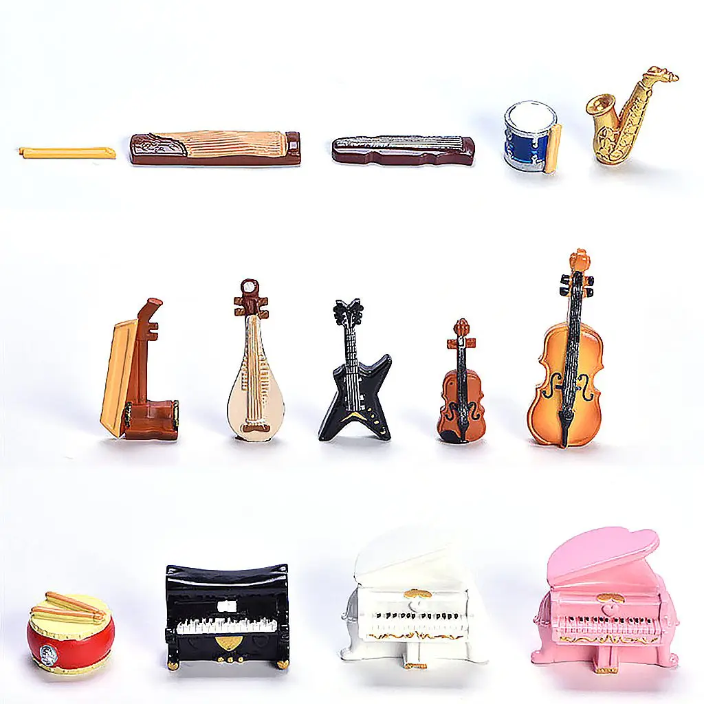 Set di strumenti musicali in miniatura per casa delle bambole 1:12