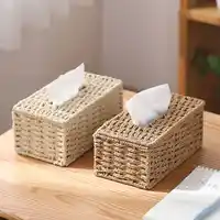 New Woven Tissue Box Imitation Rattan Woven Grass Tissue Storage Box Luxury Tissue Paper Holder Home Living RoomTable Decoration 1