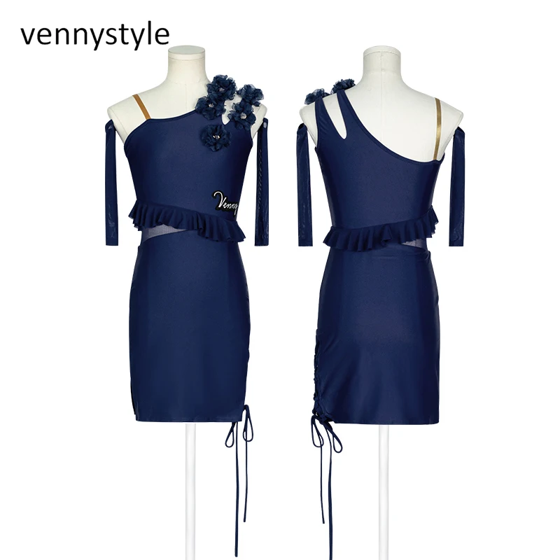 Venny 2023 Kids Latin Dance Clothes Girls Cha Cha Rumba Performance Costume Ballroom Latin Dance Competition Dress