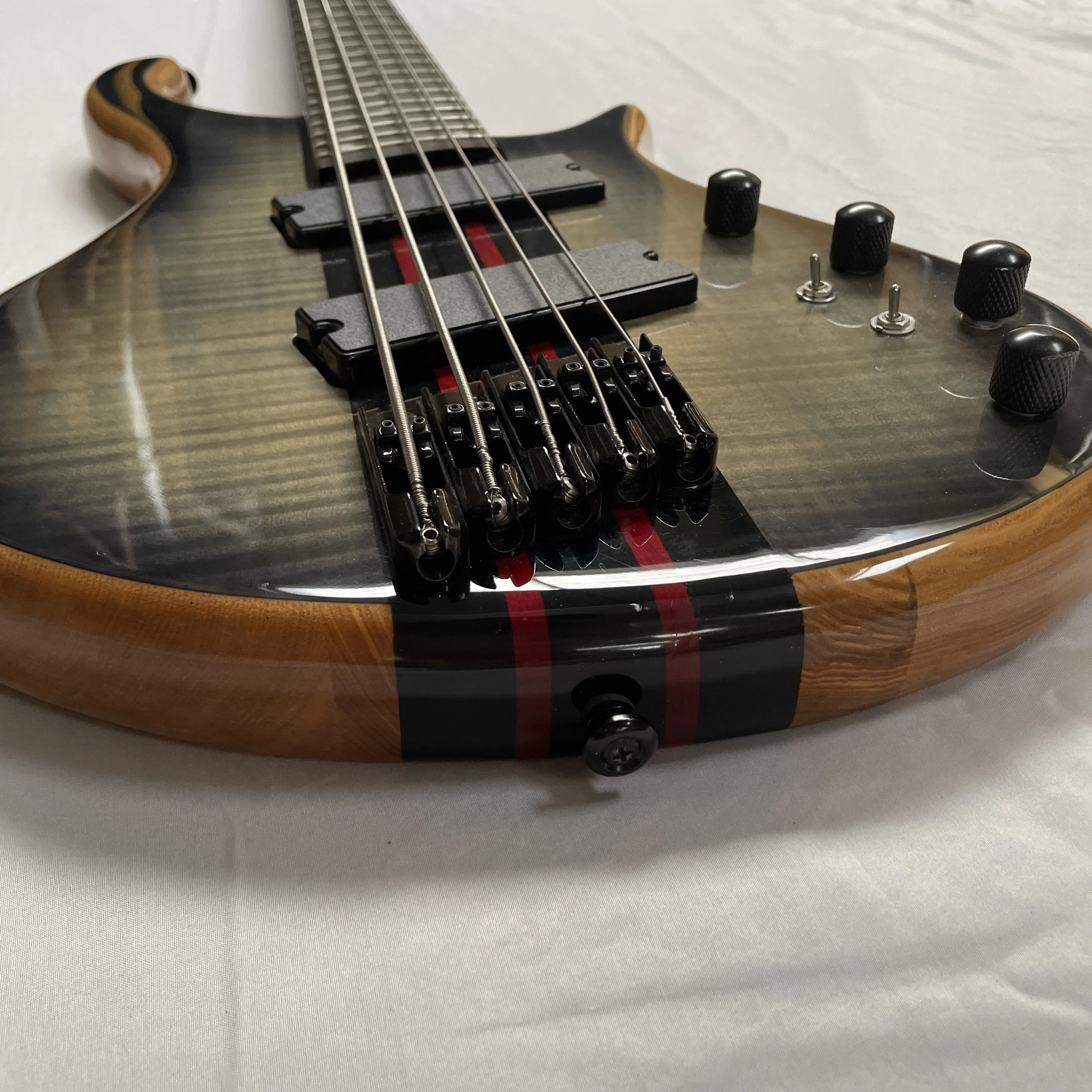 5 string Gray Bass Electric Bass Rare Fast Super Long black hardware last one